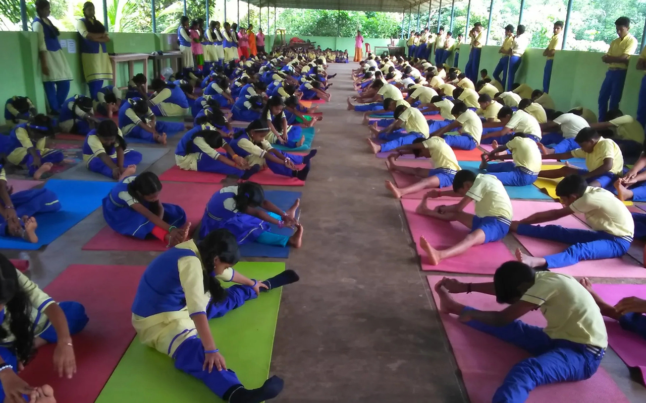 Yoga  -  Facilities of Vyasa Vidya Bhavan, a CBSE school in Vyasagiri, Machel, Thiruvananthapuram.