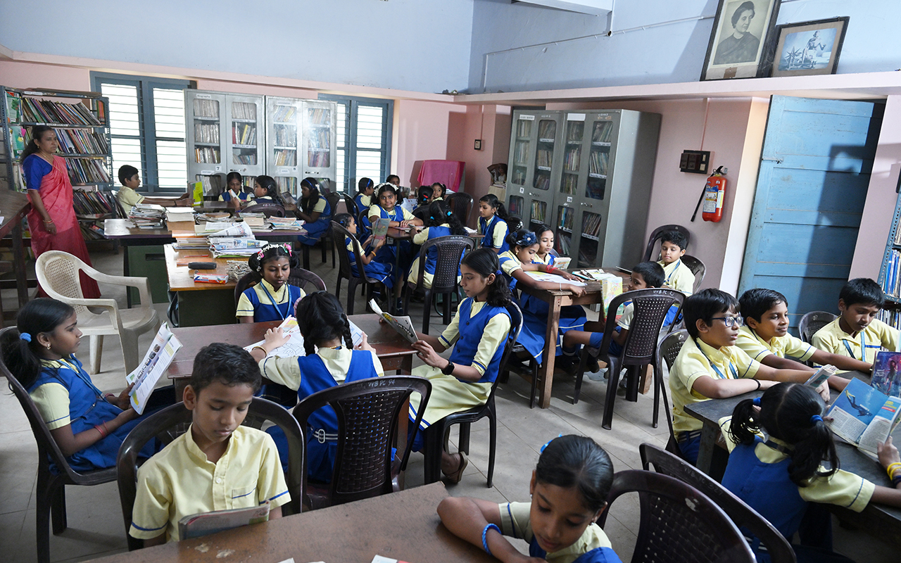 Library  -  Facilities of Vyasa Vidya Bhavan, a CBSE school in Vyasagiri, Machel, Thiruvananthapuram.